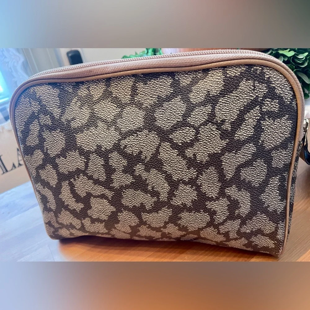 Yves Saint Laurent Black and Tan Patterned Cosmetic Pouch